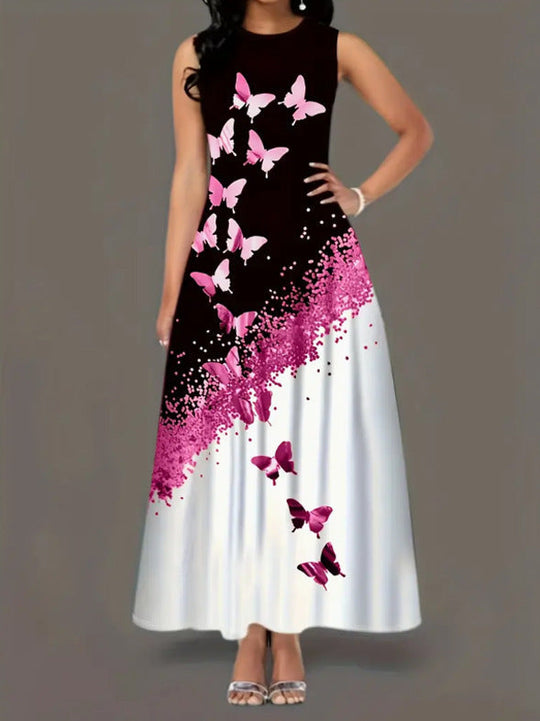 Heidi-Mode | Rundhals-Träger A-Linien Lang Kleid