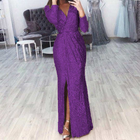 Damen Elegantes Wickelkleid mit Bein-Schlitz Heidi-Mode