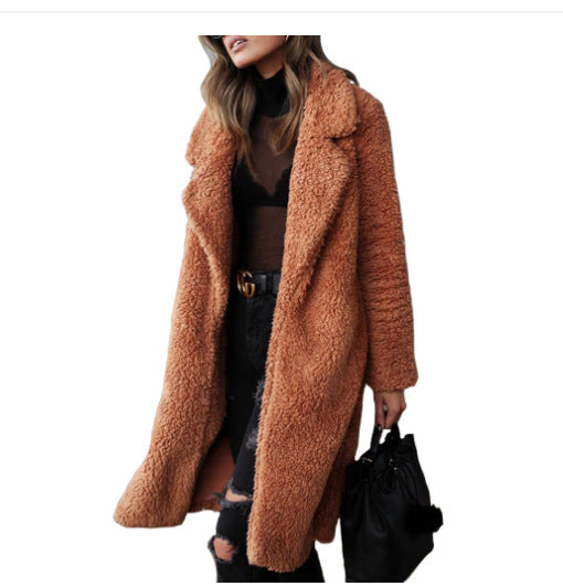 Damen Kuscheliger Teddy-Mantel mit großzügigem Schnitt und zwei praktischen Taschen Heidi-Mode