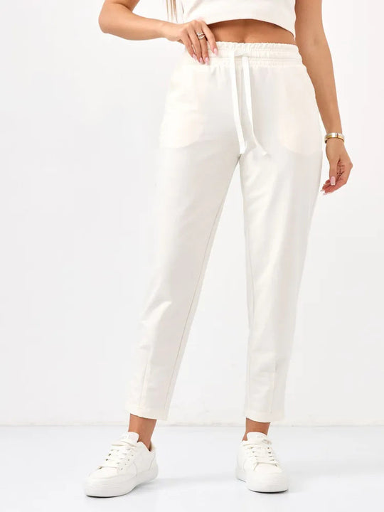 Damen Elegante Jogginghose mit Kordelzug und schmalem Schnitt Heidi-Mode