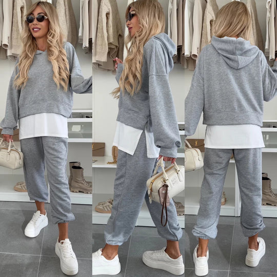 Damen Lässiges cropped Hoodie und entspannende Jogginghose Set Heidi-Mode