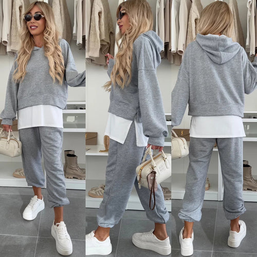 Damen Lässiges cropped Hoodie und entspannende Jogginghose Set Heidi-Mode