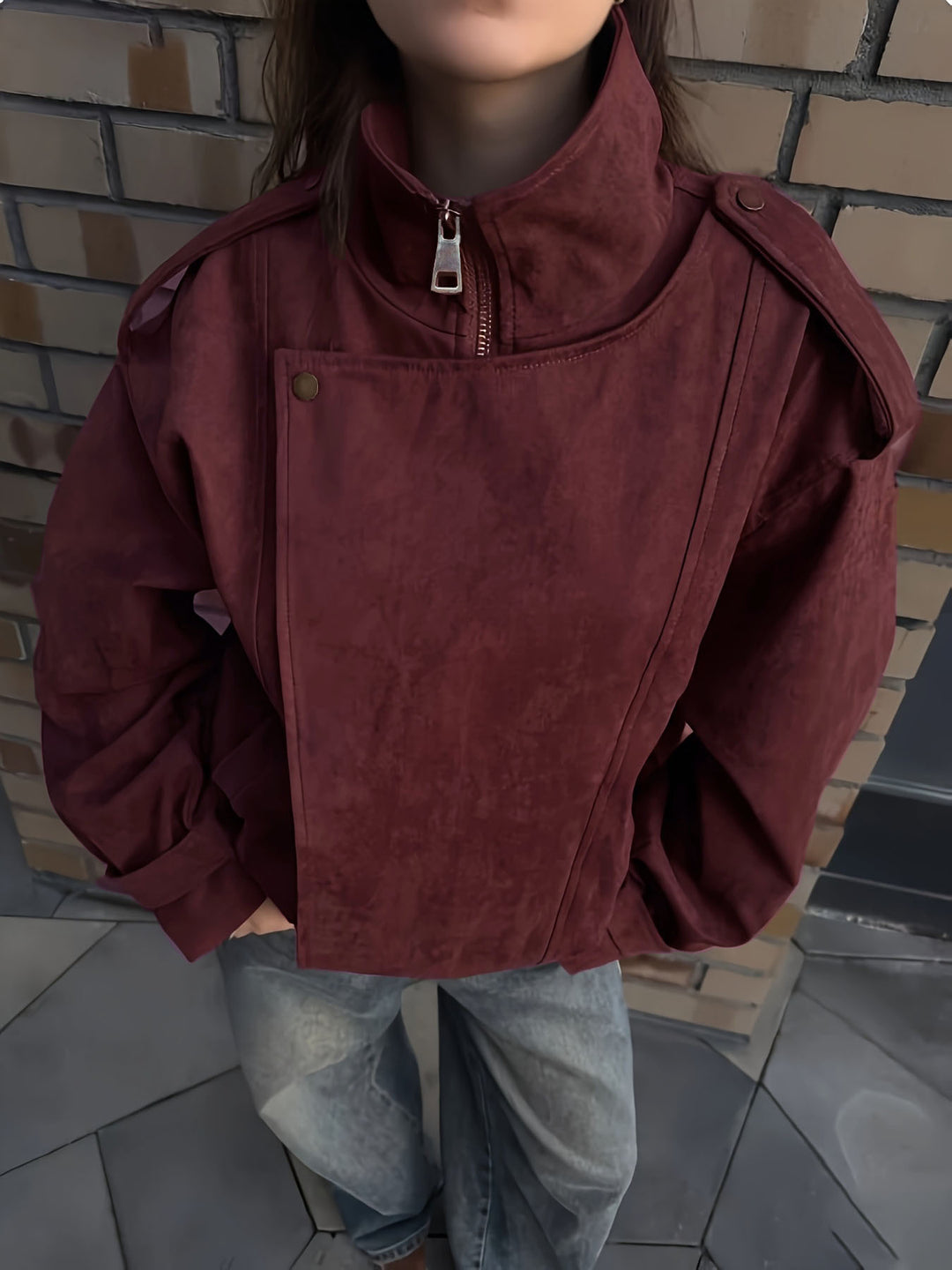 Damen modische Steppjacke mit hohem Kragen und seitlichen Taschen Heidi-Mode