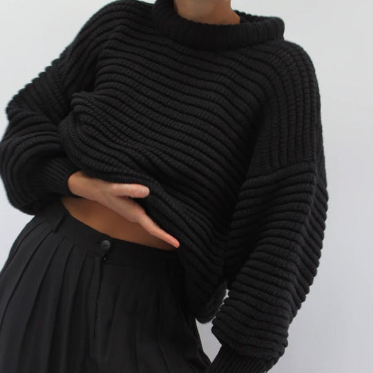 Damen lässiger Pullover im Strukturstrickdesign mit oversize Schnitt Heidi-Mode