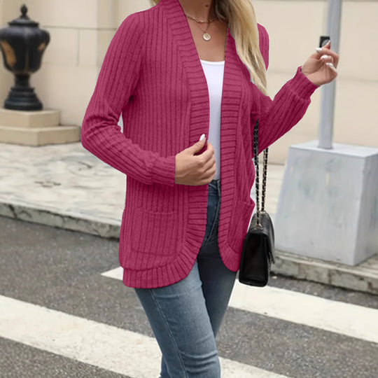Damen Strickjacke mit offenen Front und praktischen Taschen Heidi-Mode