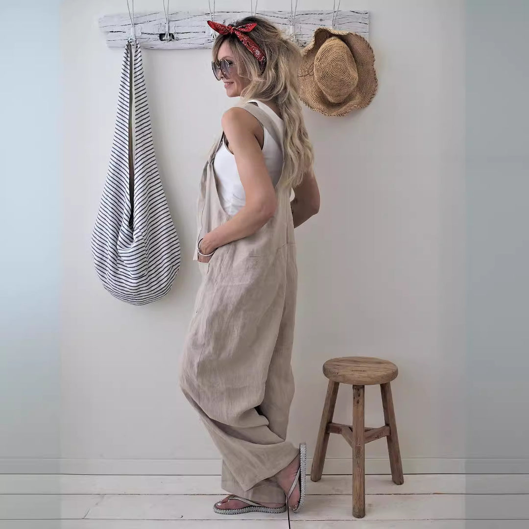 Damen Jumpsuit mit praktischen Taschen und verstellbaren Trägern Heidi-Mode