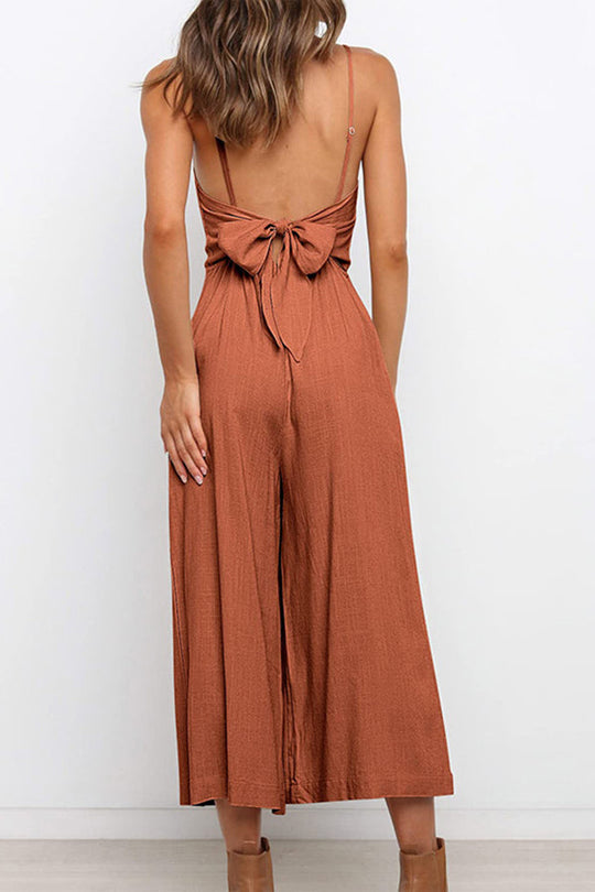 Heidi-Mode | Solide Tie Rückfreie Kurze Jumpsuits