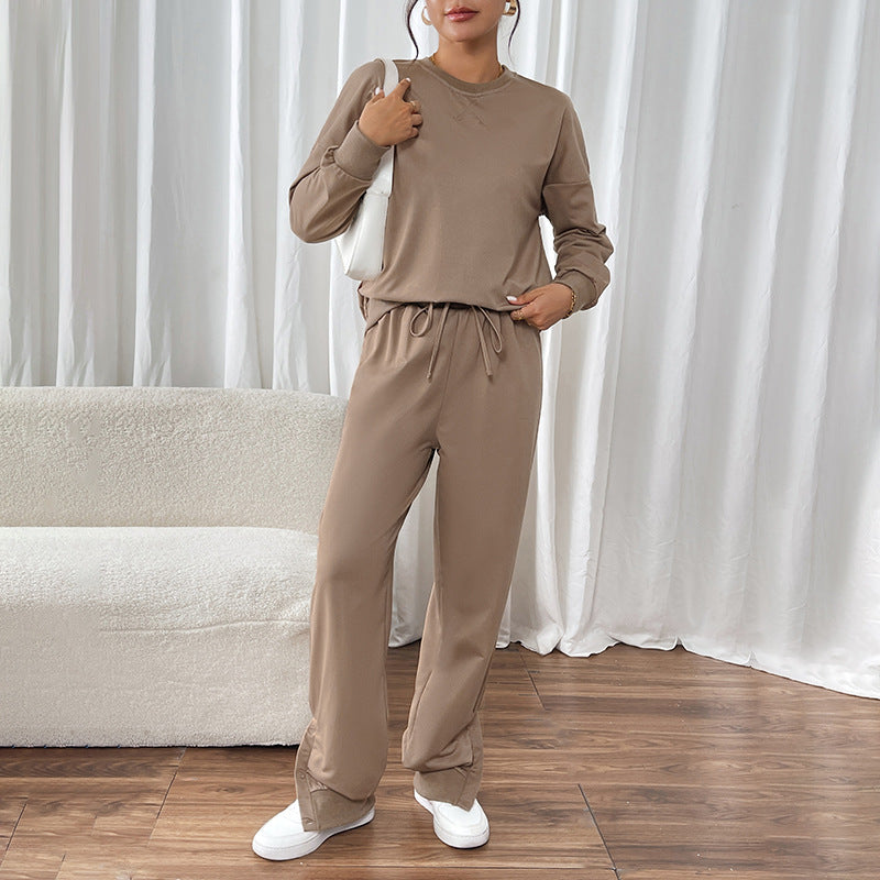 Damen sportliches Sweatshirt- und Jogginghose-Set mit elastischem Bund Heidi-Mode