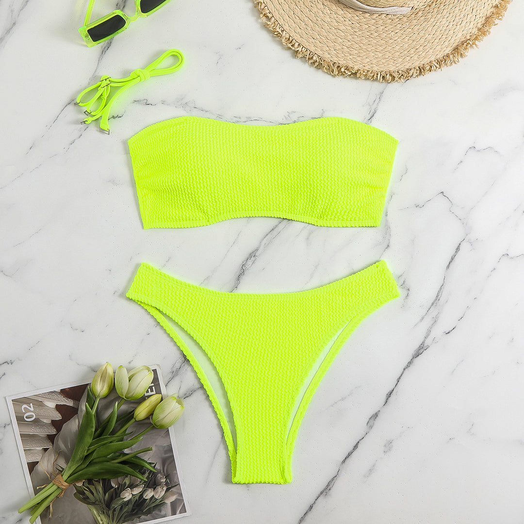 Damen Bandeau-Bikini-Set mit strukturiertem Oberteil und klassischem Schnitt Heidi-Mode