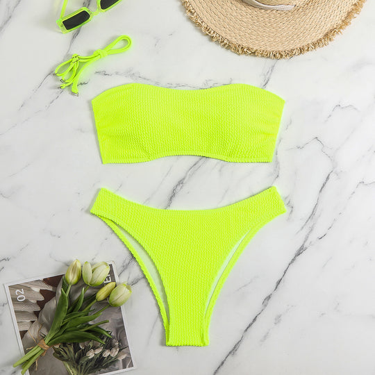 Damen Bandeau-Bikini-Set mit strukturiertem Oberteil und klassischem Schnitt Heidi-Mode