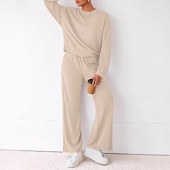 Damen Komfortabler Sweatsuit mit weitem Bein und lässigem Schnitt Heidi-Mode