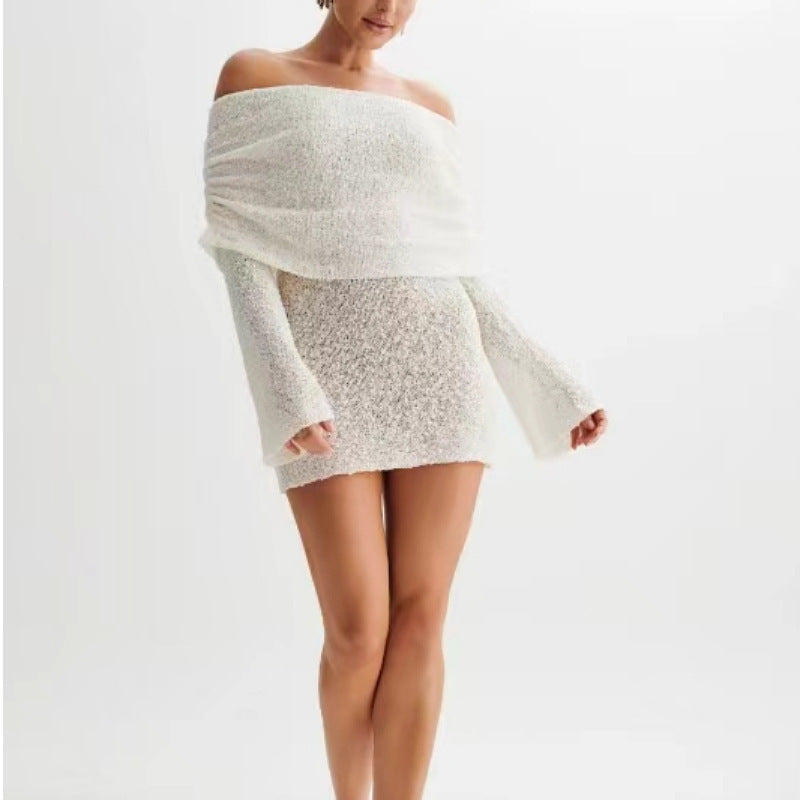 Femme Off-Shoulder Strukturiertes Mini Kleid Heidi-Mode