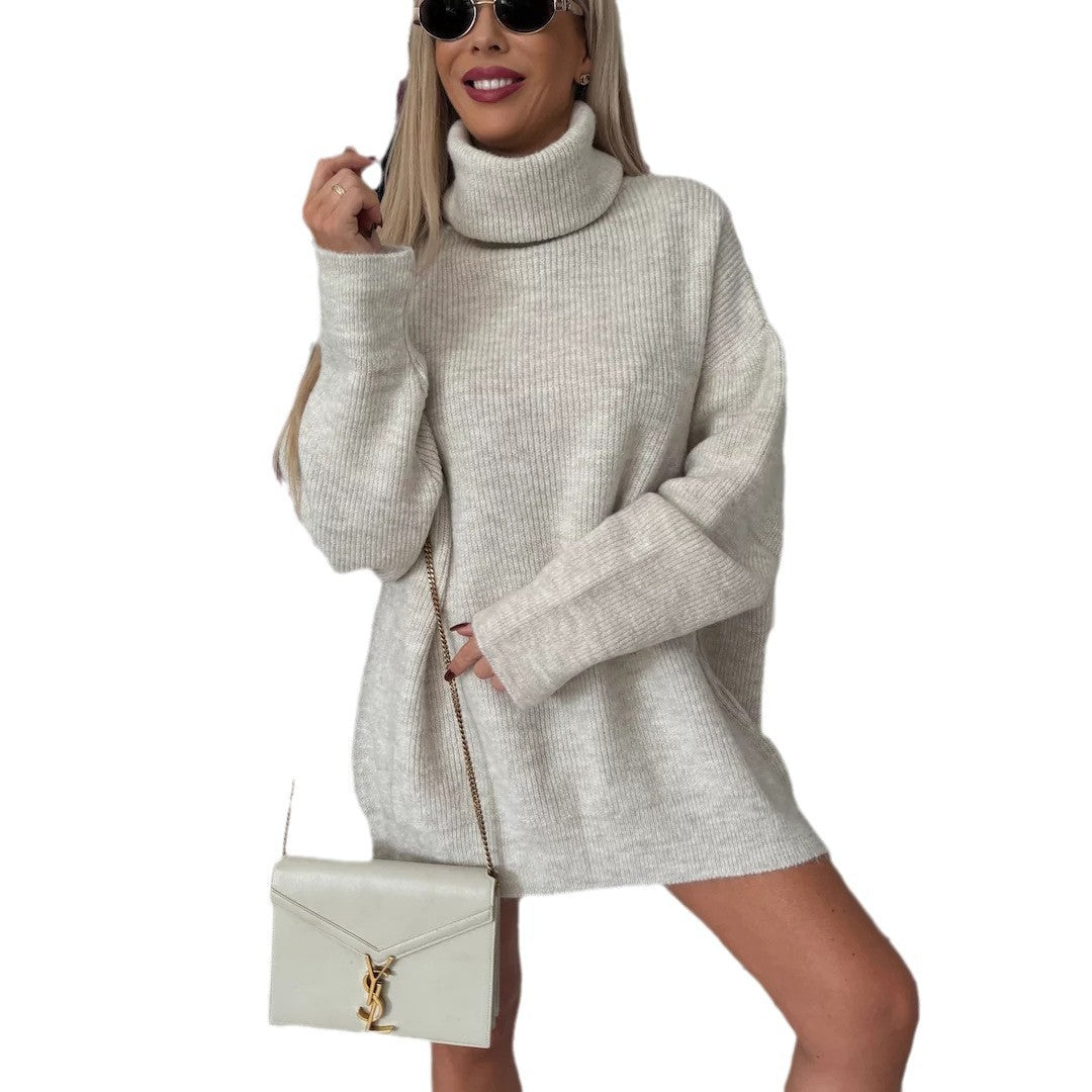 Damen Oversized Rollkragenpullover aus hochwertigem Strick Heidi-Mode