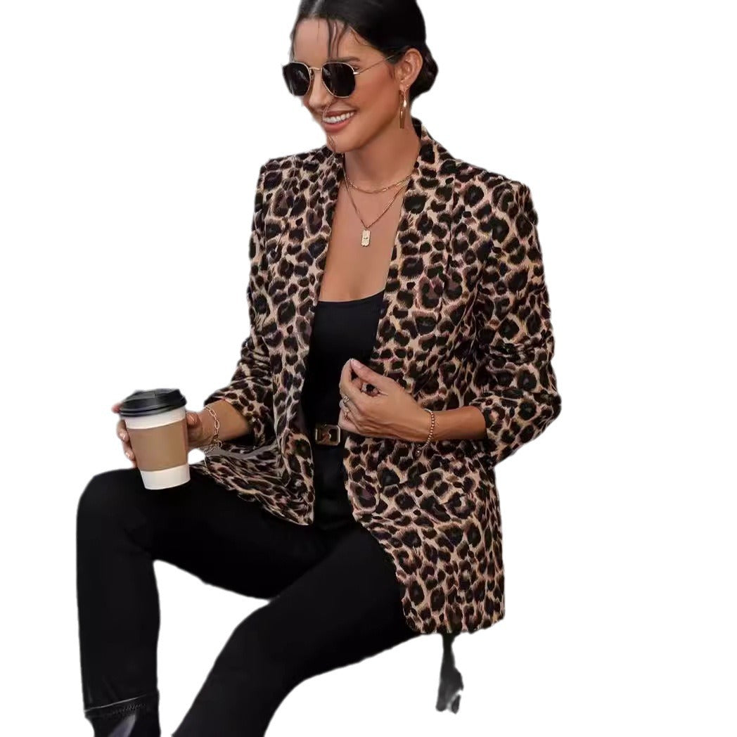 Damen Blazer mit modernem Leopardenmuster und elegantem Schnitt Heidi-Mode