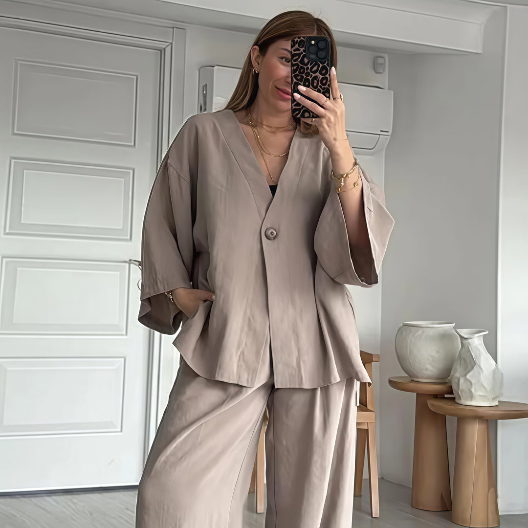 Damen Elegante Kimono-Jacke mit weiten Ärmeln und lockerer Passform Heidi-Mode