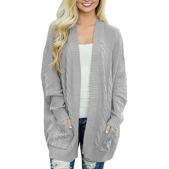 Damen Grobstrick Cardigan mit tiefen Taschen und eleganter Struktur Heidi-Mode