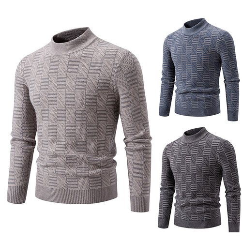 Herren Strickpullover mit strukturiertem Design und hohem Kragen Heidi-Mode
