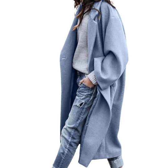 Damen Oversized Wollmantel mit elegantem Schnitt und tiefen Taschen Heidi-Mode