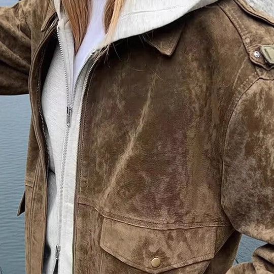 Damen Modische Wildlederjacke im lässigen Stil Heidi-Mode