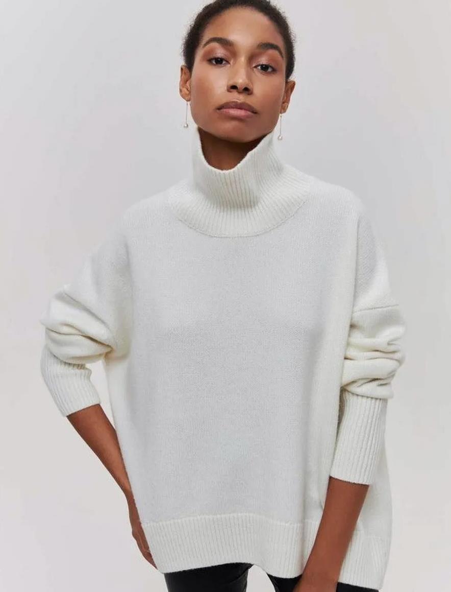 Damen Oversized Rollkragenpullover aus weichem Strick Heidi-Mode