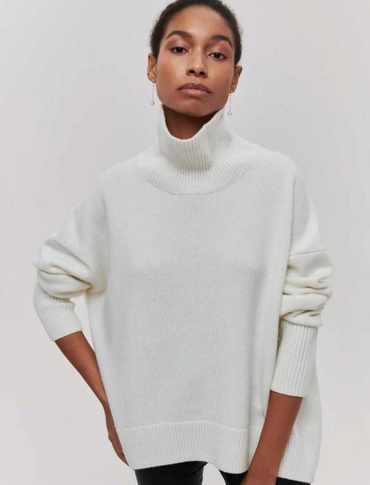 Damen Oversized Rollkragenpullover aus weichem Strick Heidi-Mode