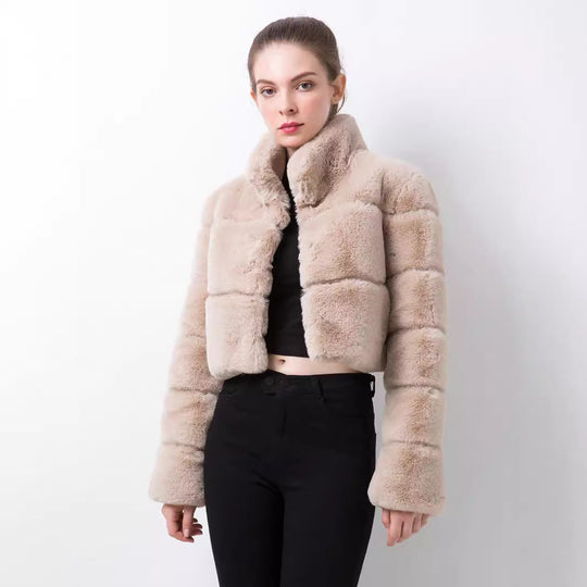 Damen modische kurze Kunstpelzjacke Heidi-Mode