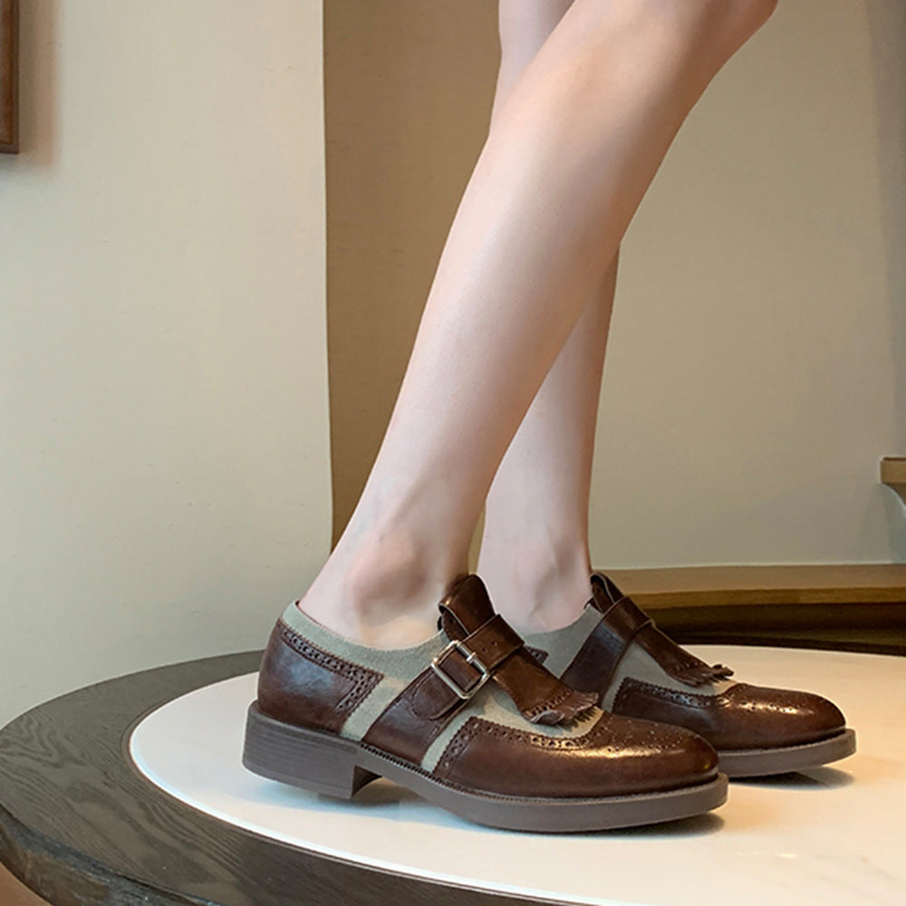 Femme Chic Brogue Stil Mary Jane Schuhe Heidi-Mode