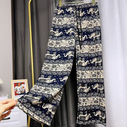 Damen Haremshose mit buntem Elefantenmuster Heidi-Mode