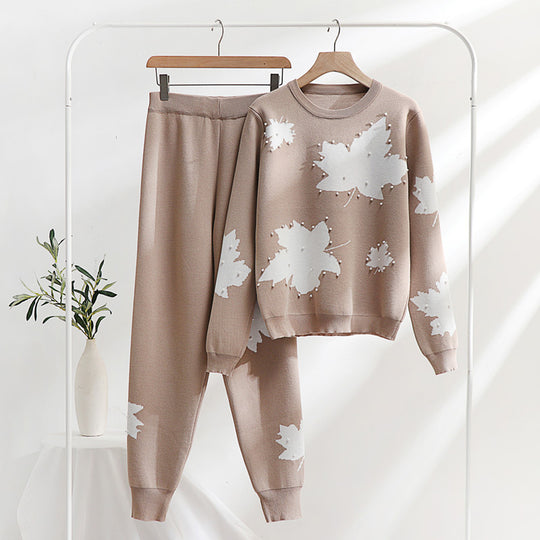 Damen Freizeit-Loungewear-Set mit floralem Design und elastischem Bund Heidi-Mode