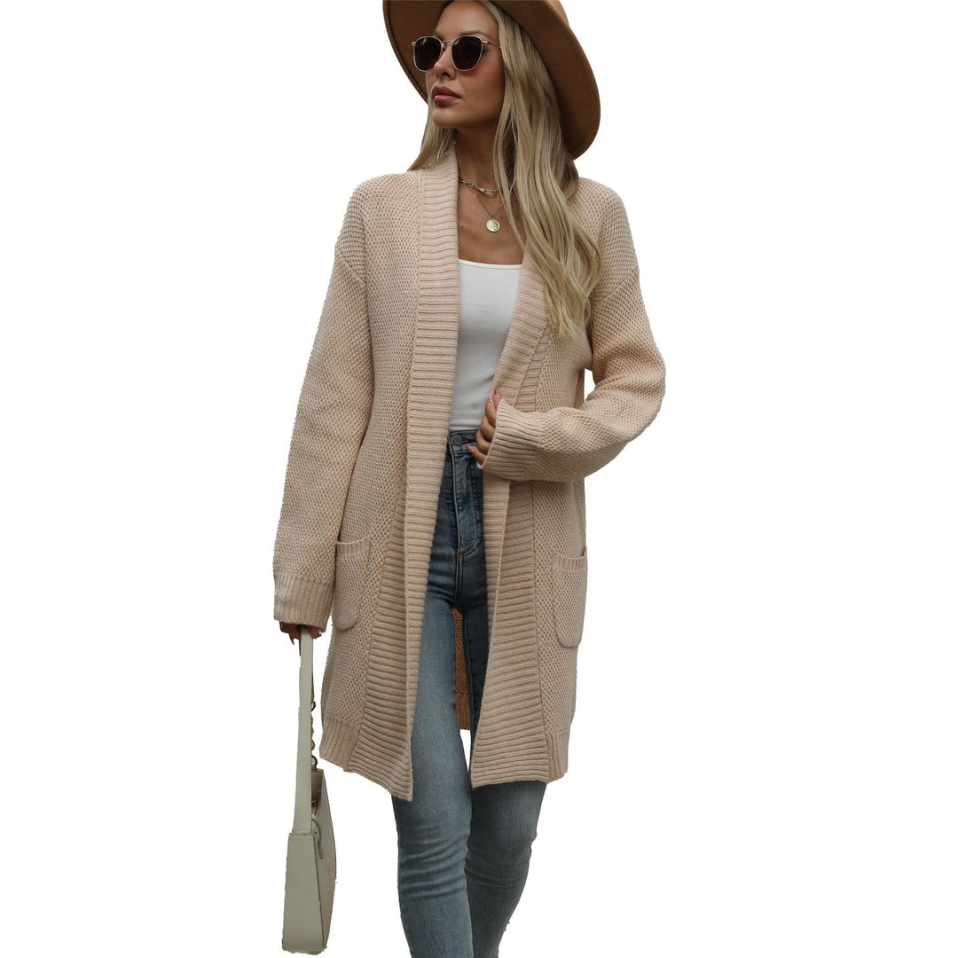 Damen Grobstrick-Cardigan mit offener Front und modischem Strickdesign Heidi-Mode