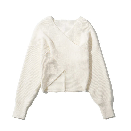 Damen Gemütlicher Strickpullover mit modernem Wickeldesign Heidi-Mode