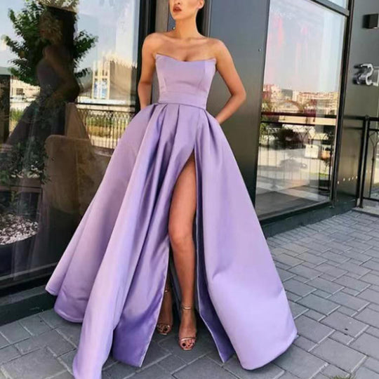 Damen Elegantes Abendkleid mit schwingendem Saum und sexy Schlitz Heidi-Mode