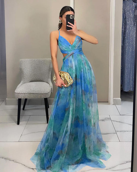 Damen Elegantes und florales Abendkleid mit schmeichelndem Schnitt Heidi-Mode
