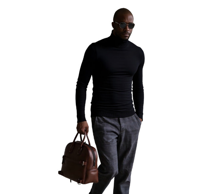 Herren rollkragen pullover mit feiner Struktur Heidi-Mode