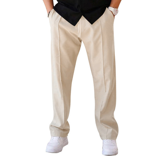 Herren elegante Freizeithose mit seitlichen Eingrifftaschen und geradem Schnitt Heidi-Mode