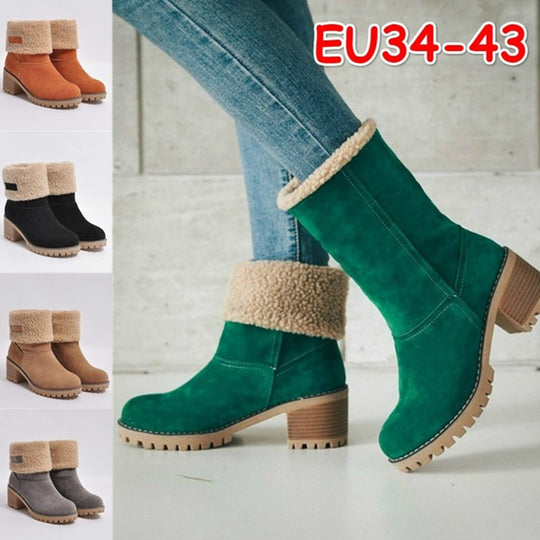 Damen Warmfutter Stiefeletten mit verspieltem Falten-Design Heidi-Mode