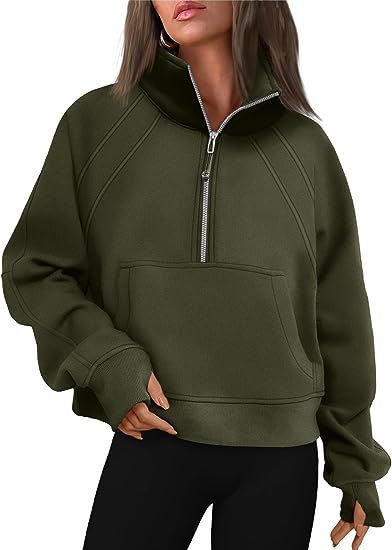 Damen Sportlicher Pullover mit hohem Kragen und Reißverschluss Heidi-Mode
