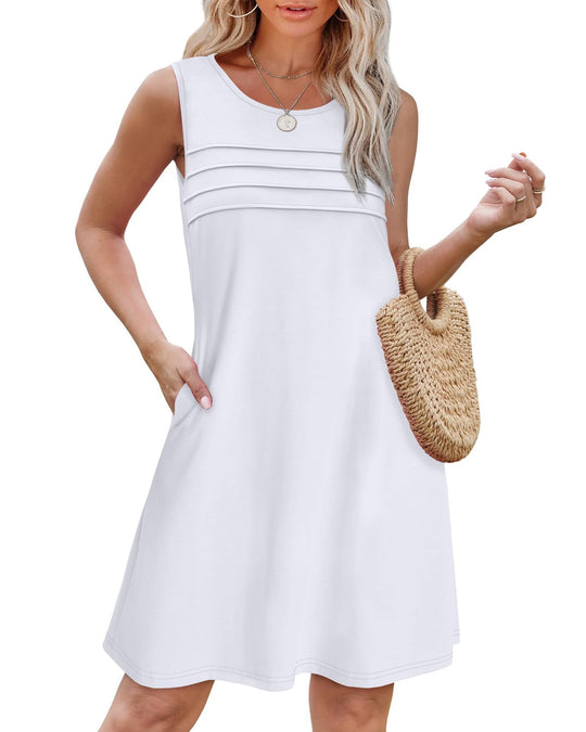 Damen Sommerkleid mit eleganter Faltenstruktur und praktischen Eingrifftaschen Heidi-Mode