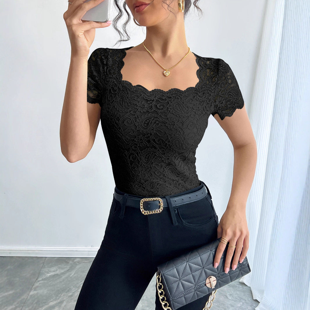 Damen Spitzenbody mit eleganten Abschluss Heidi-Mode