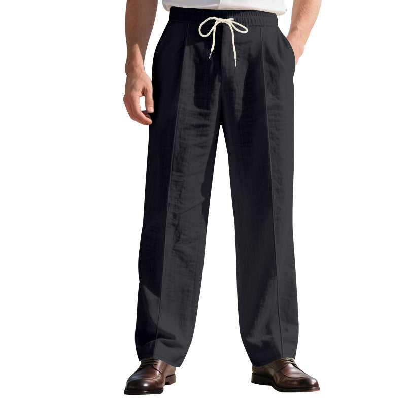 Herren elegante Freizeithose mit verstellbarem Kordelzug und atmungsaktiver Struktur Heidi-Mode