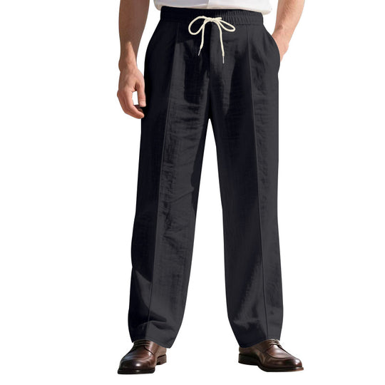 Herren elegante Freizeithose mit verstellbarem Kordelzug und atmungsaktiver Struktur Heidi-Mode