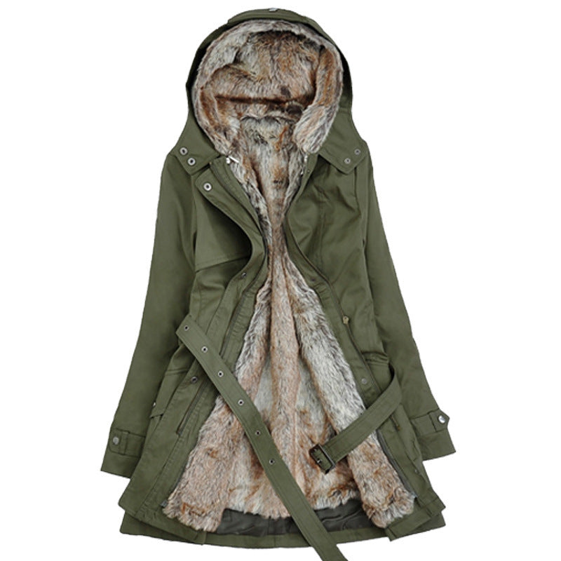 Damen Warm gefütterte Outdoor-Jacke mit Kapuze Heidi-Mode