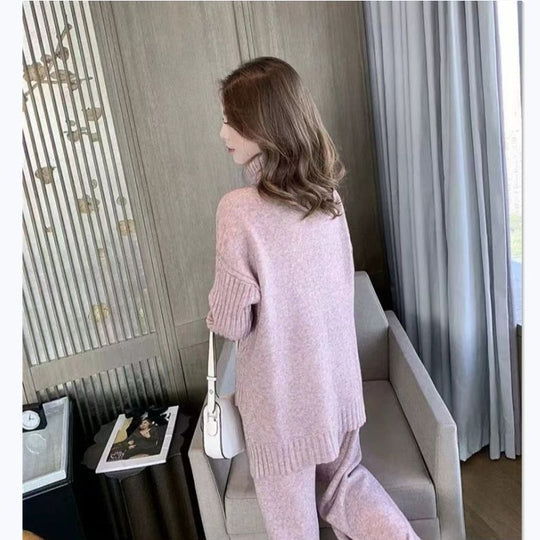 Damen Weicher Strickpullover mit hohen Kragen und lässigem Schnitt Heidi-Mode