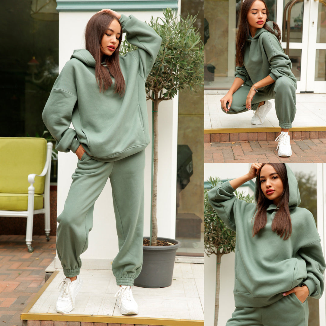 Damen Sportliches Hoodie- und Jogginghosen-Set im lässigen Design mit Kapuze Heidi-Mode