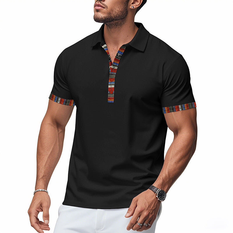 Herren Polo-Shirt mit buntem Kragen und strukturierter Optik Heidi-Mode