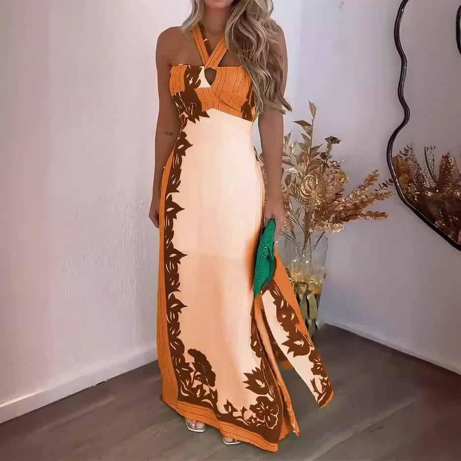 Heidi-Mode | Lässiges bedrucktes langes Strandkleid