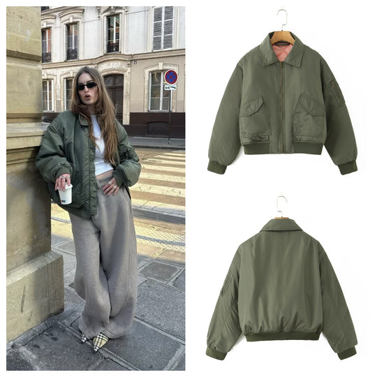 Damen lässige Bomberjacke mit praktischen Taschen Heidi-Mode