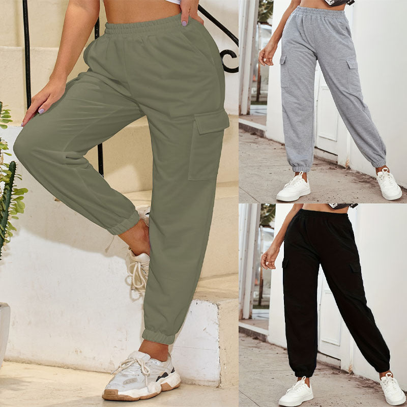Damen Cargo-Hose mit elastischem Bund und praktischen Taschen Heidi-Mode