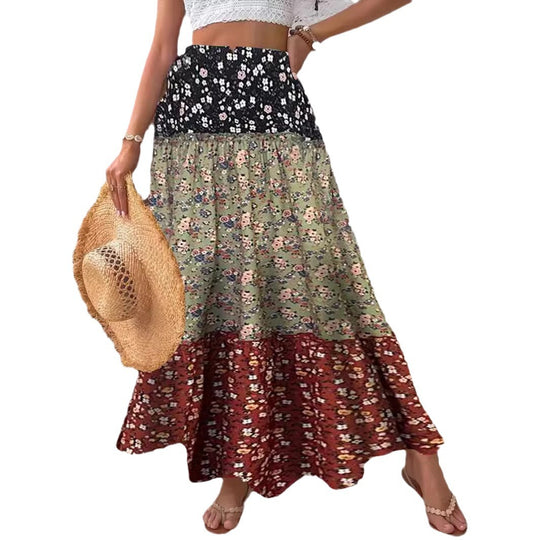 Femme Bohemian Patchwork Maxi Rock Heidi-Mode