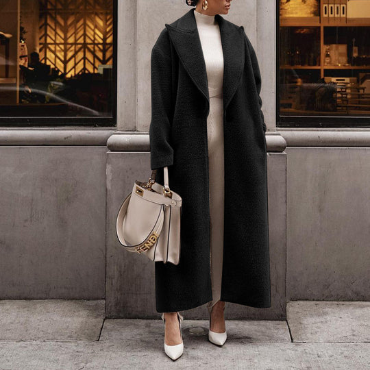 Damen Eleganter und warmer Wollmantel mit schmalem Schnitt Heidi-Mode